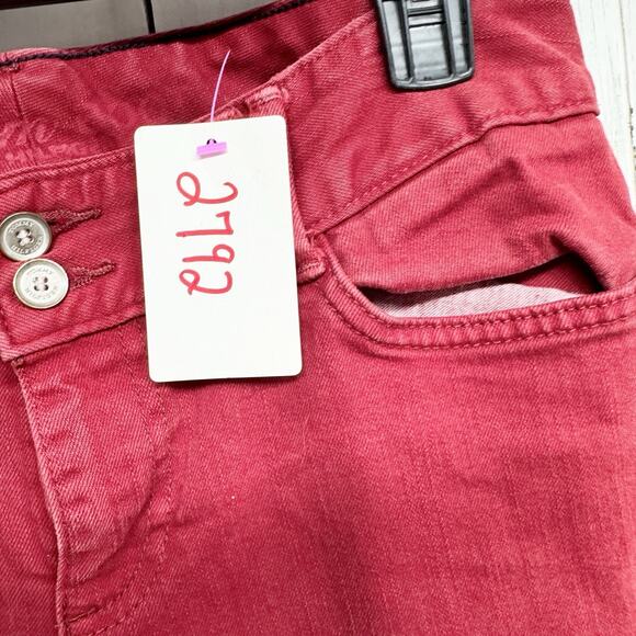 Tommy Hilfiger Freedom Boot Pants Women Size 8 Red Two Button Bootcut Jeans Zip - Picture 2 of 6